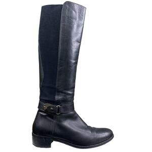Aquatalia Women’s Black Leather 2 Tone Riding Boot Size US 8